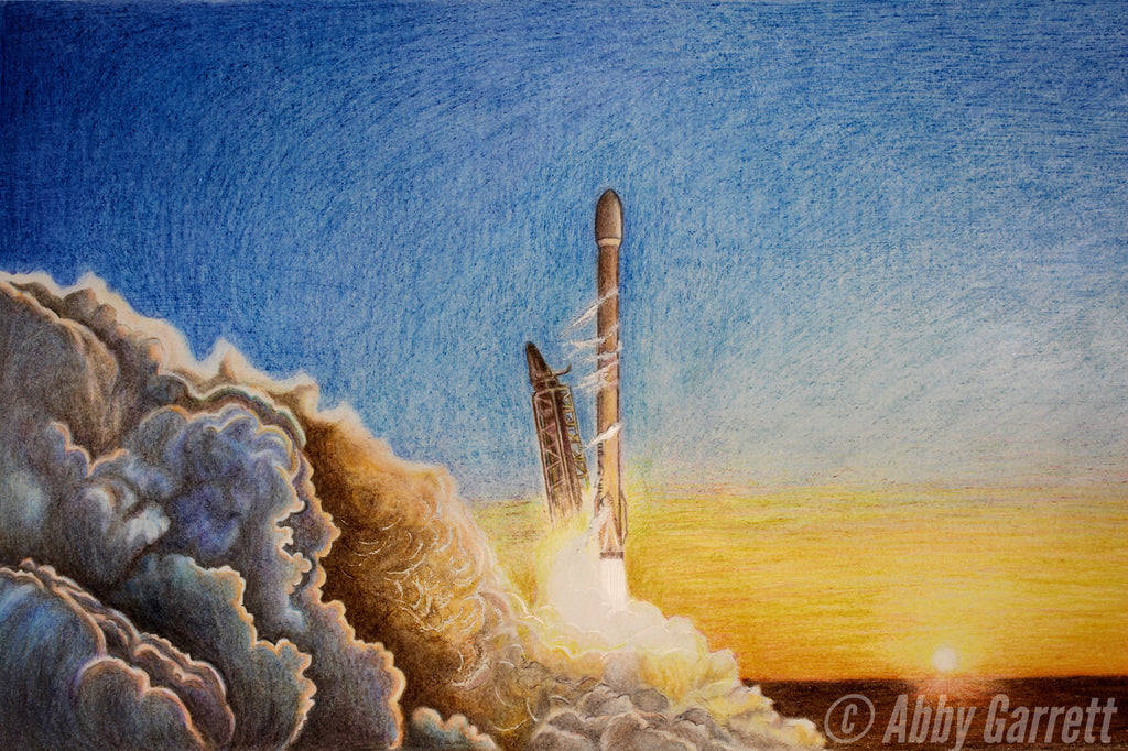 Falcon 9 Sunset Launch Portrait 12x18" (Signed Artist Proof)